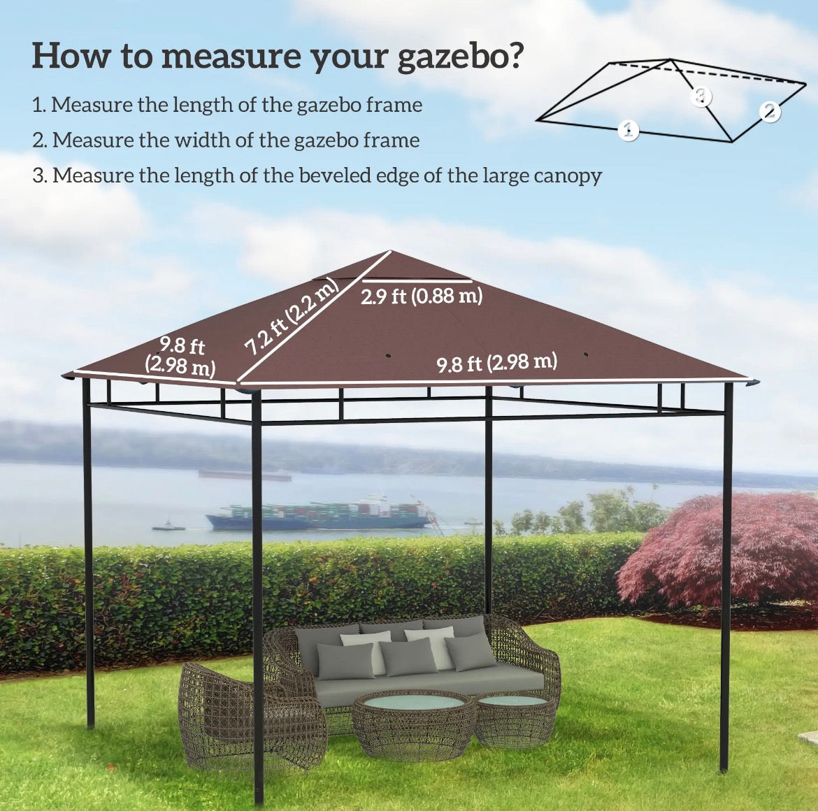 Outsunny 10x10 Gazebo Canopy Replacement Top (84C-141CF, Coffee) │ 🟡 Z3 Grade: Open Box – Unused