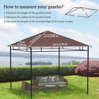 Outsunny 10x10 Gazebo Canopy Replacement Top (84C-141CF, Coffee) │ 🟡 Z3 Grade: Open Box – Unused