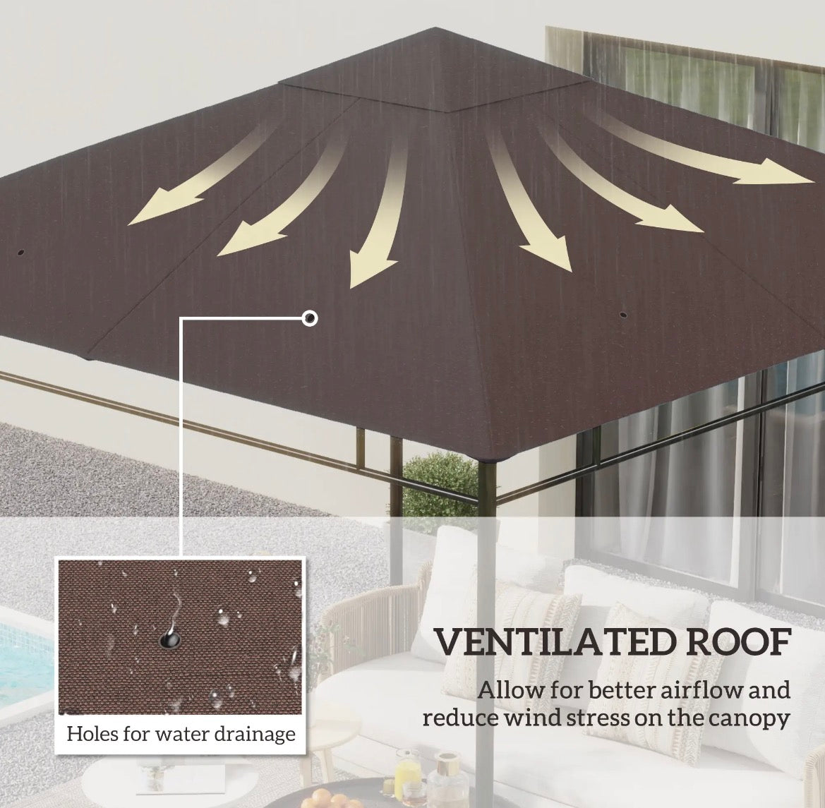 Outsunny 10x10 Gazebo Canopy Replacement Top (84C-141CF, Coffee) │ 🟡 Z3 Grade: Open Box – Unused