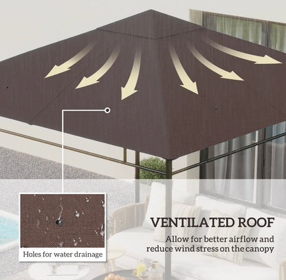 Outsunny 10x10 Gazebo Canopy Replacement Top (84C-141CF, Coffee) │ 🟡 Z3 Grade: Open Box – Unused