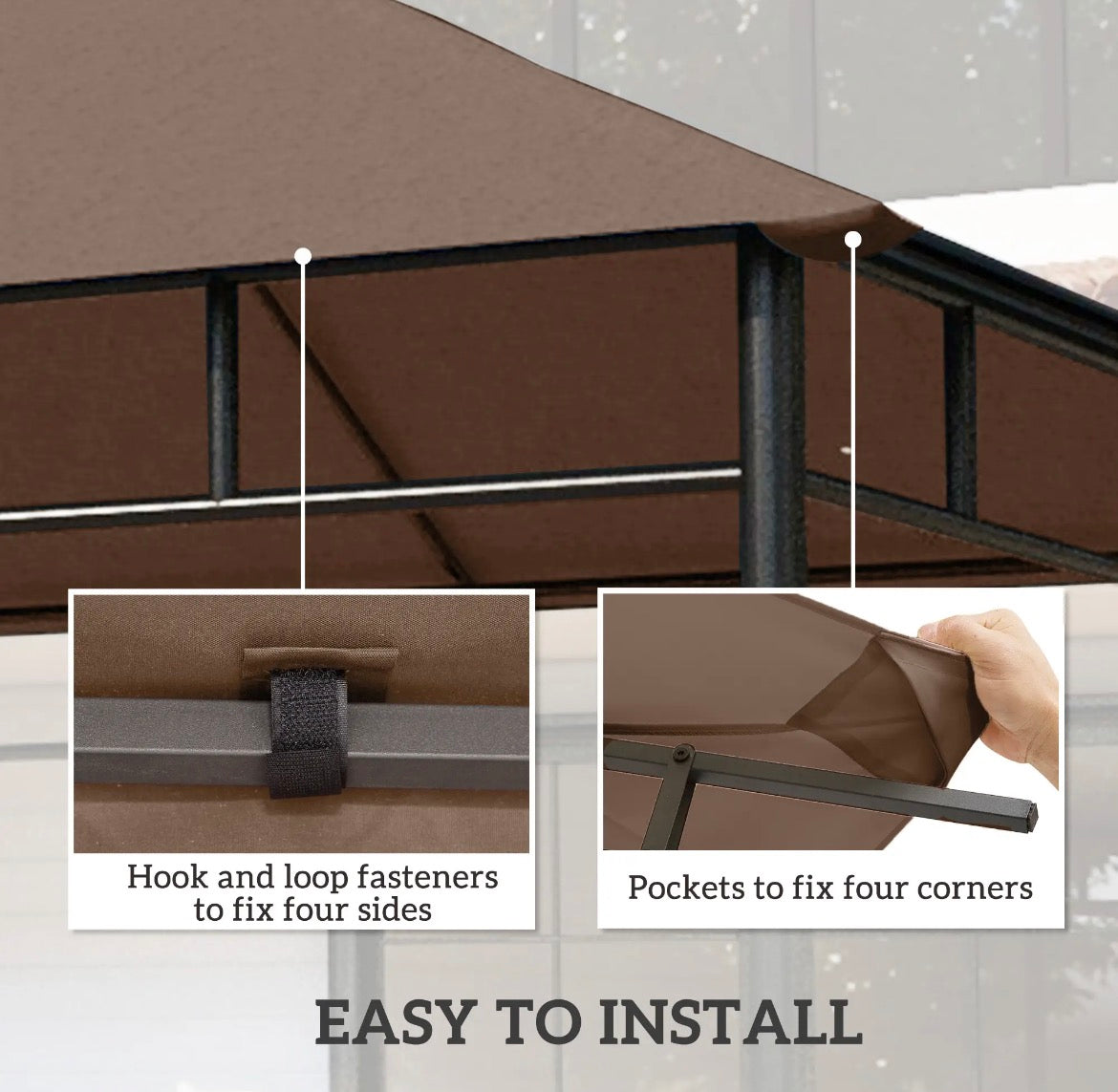 Outsunny 10x10 Gazebo Canopy Replacement Top (84C-141CF, Coffee) │ 🟡 Z3 Grade: Open Box – Unused
