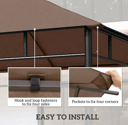 Outsunny 10x10 Gazebo Canopy Replacement Top (84C-141CF, Coffee) │ 🟡 Z3 Grade: Open Box – Unused
