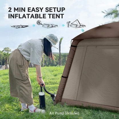 Outsunny Inflatable Glamping Tent 1-2 Person (A20-459V30KK, Khaki/Brown) │ 🟡 Z3 Grade: Open Box – Unused