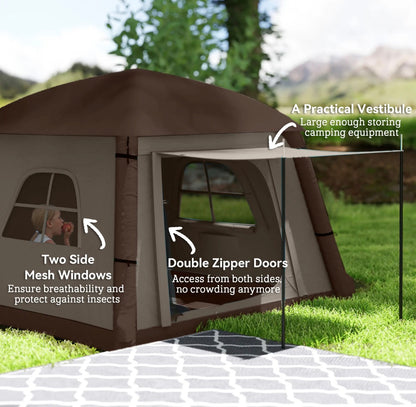 Outsunny Inflatable Glamping Tent 1-2 Person (A20-459V30KK, Khaki/Brown) │ 🟡 Z3 Grade: Open Box – Unused