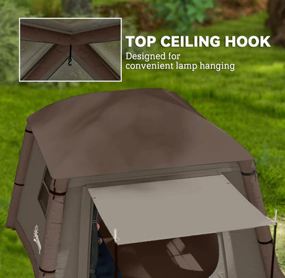 Outsunny Inflatable Glamping Tent 1-2 Person (A20-459V30KK, Khaki/Brown) │ 🟡 Z3 Grade: Open Box – Unused