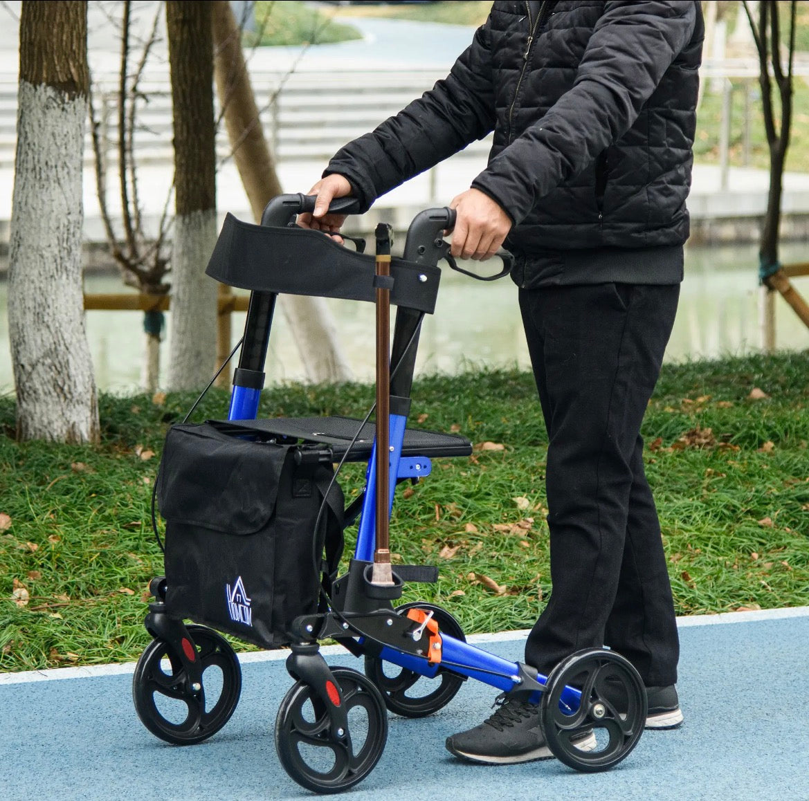 HOMCOM Rollator Walker with Seat & Bag (712-055V00DB, Blue) │ 🟡 Z3 Grade: Open Box – Unused