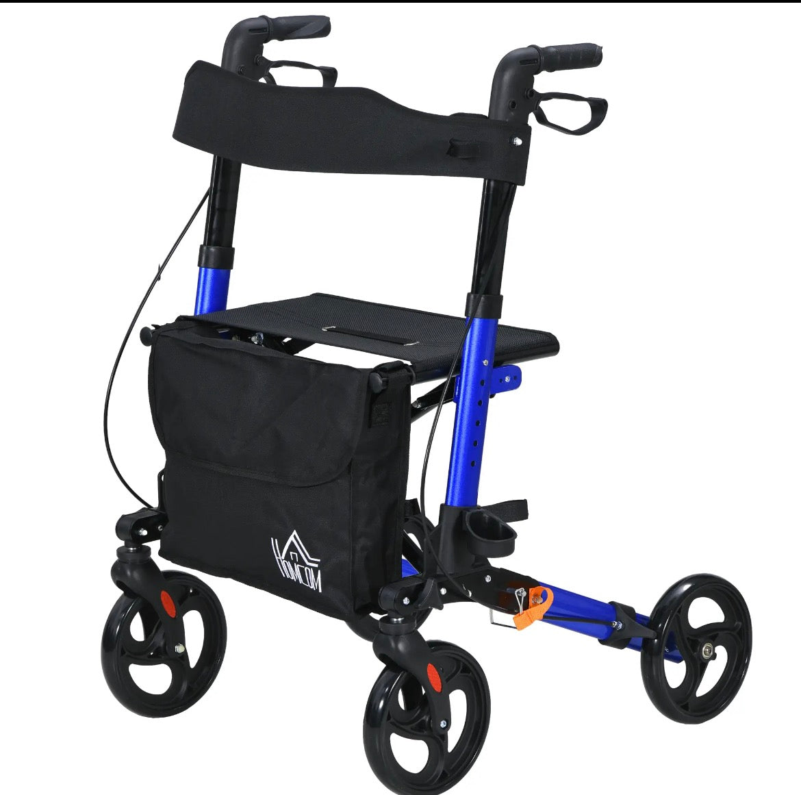 HOMCOM Rollator Walker with Seat & Bag (712-055V00DB, Blue) │ 🟡 Z3 Grade: Open Box – Unused