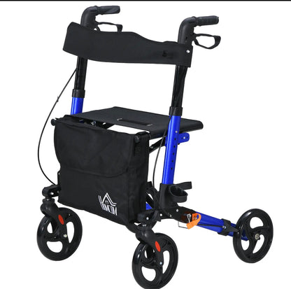 HOMCOM Rollator Walker with Seat & Bag (712-055V00DB, Blue) │ 🟡 Z3 Grade: Open Box – Unused