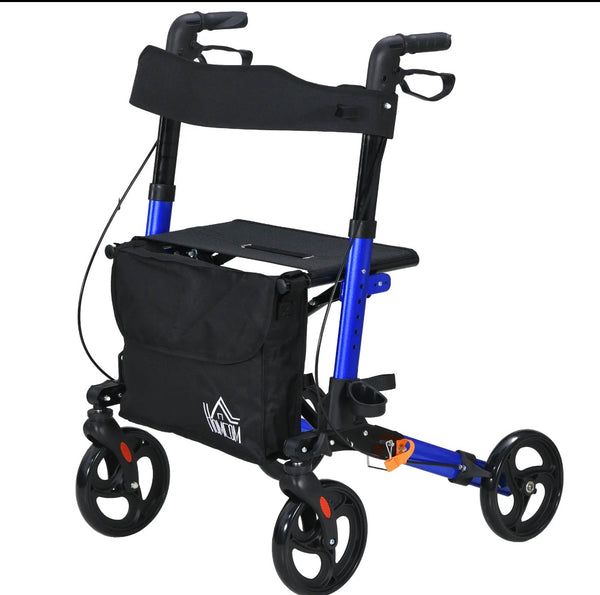 HOMCOM Rollator Walker with Seat & Bag (712-055V00DB, Blue) │ 🟡 Z3 Grade: Open Box – Unused