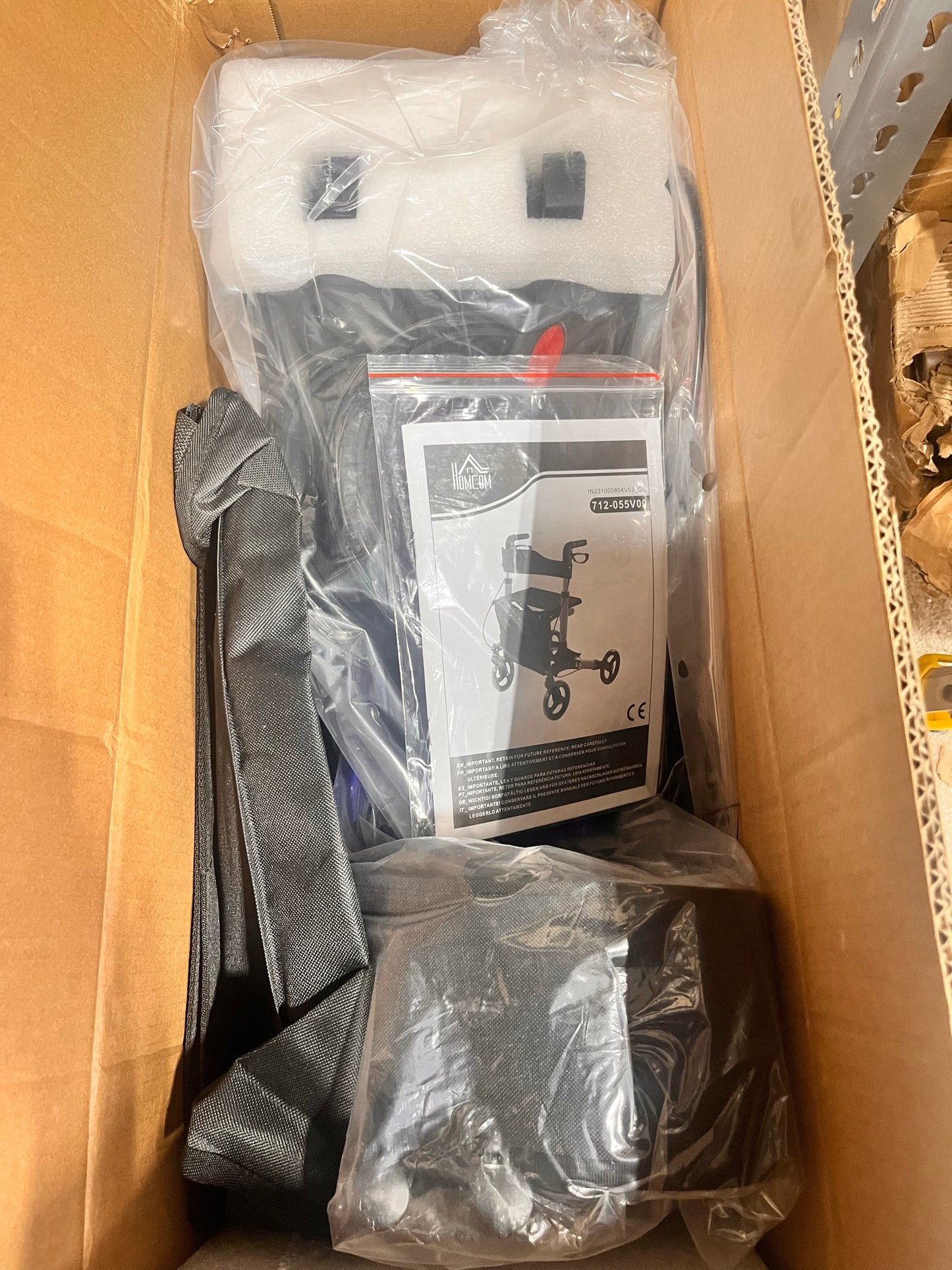 HOMCOM Rollator Walker with Seat & Bag (712-055V00DB, Blue) │ 🟡 Z3 Grade: Open Box – Unused