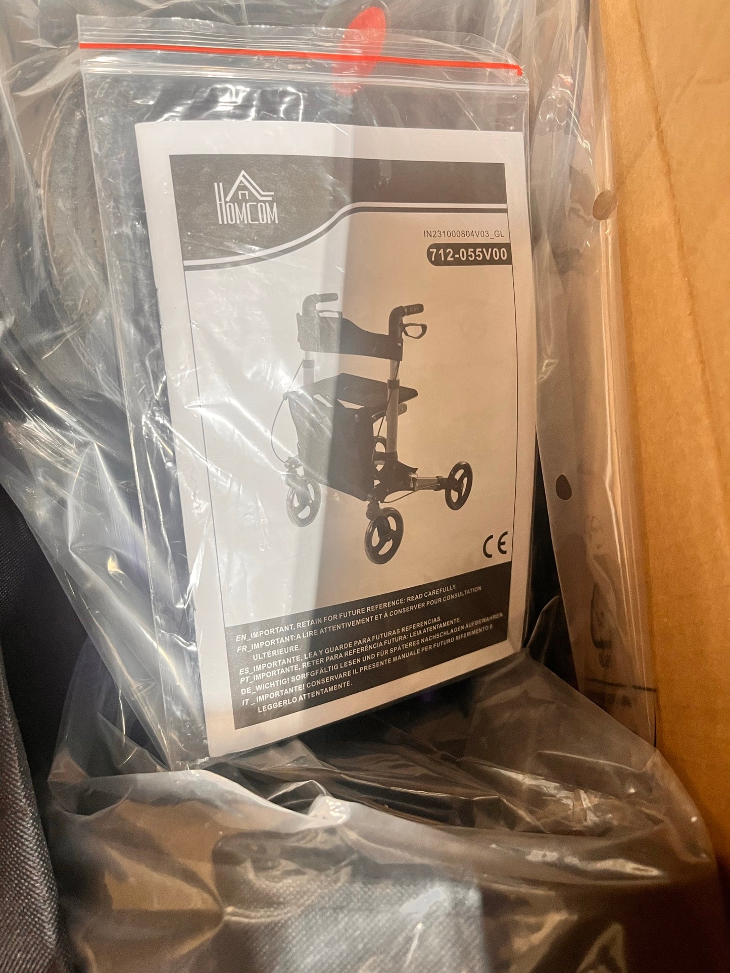 HOMCOM Rollator Walker with Seat & Bag (712-055V00DB, Blue) │ 🟡 Z3 Grade: Open Box – Unused