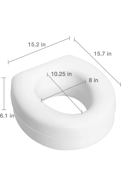 HealthSmart Raised Toilet Seat Riser 5in (522-1508-1901, White) │ 🟡 Z3 Grade: Open Box – Unused