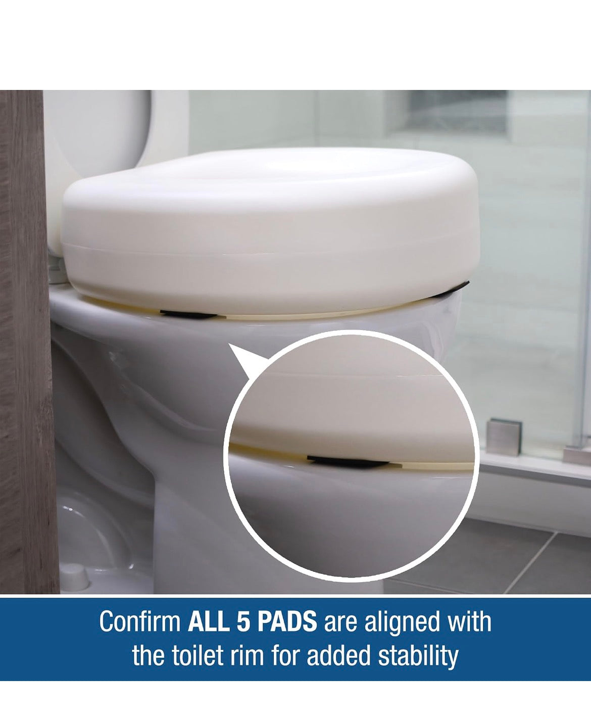 HealthSmart Raised Toilet Seat Riser 5in (522-1508-1901, White) │ 🟡 Z3 Grade: Open Box – Unused