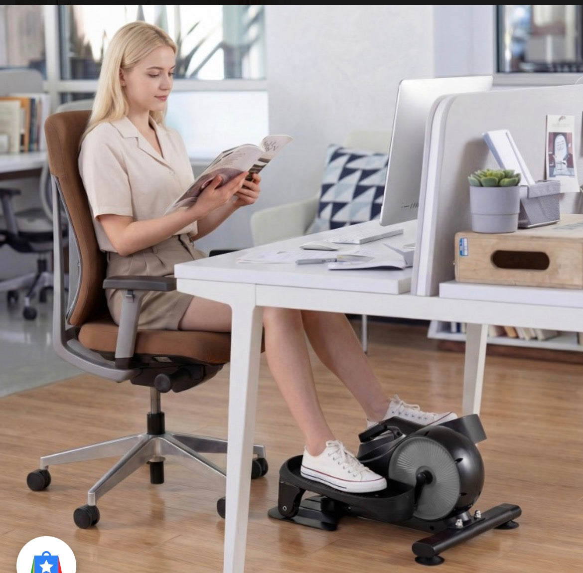 Costway Under Desk Elliptical Pedal Exerciser SP38634 Silver │ 🟡 Z3 Grade: Open Box – Lightly Used