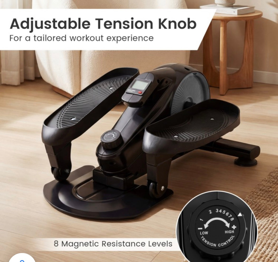 Costway Under Desk Elliptical Pedal Exerciser SP38634 Silver │ 🟡 Z3 Grade: Open Box – Lightly Used