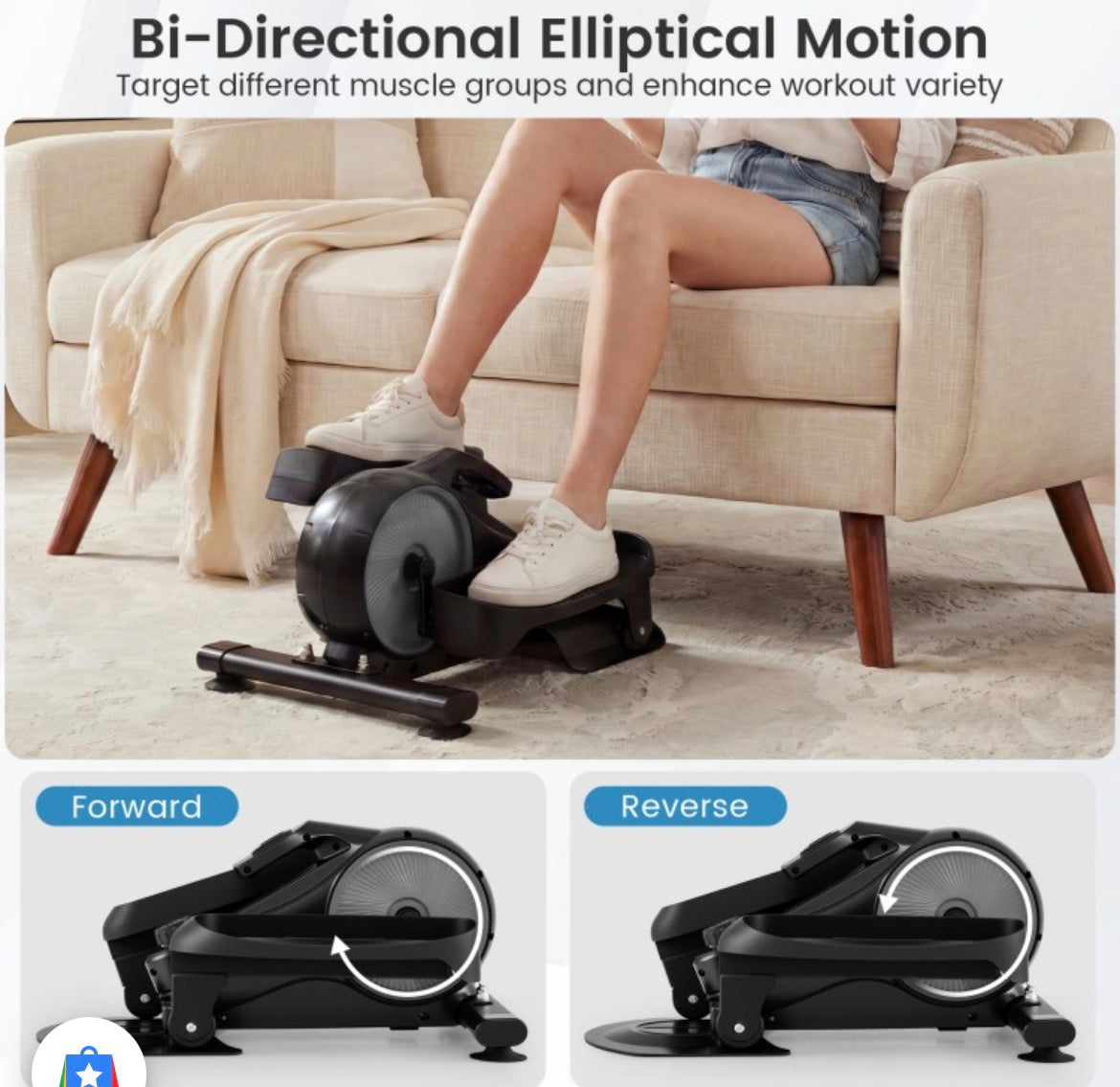 Costway Under Desk Elliptical Pedal Exerciser SP38634 Silver │ 🟡 Z3 Grade: Open Box – Lightly Used