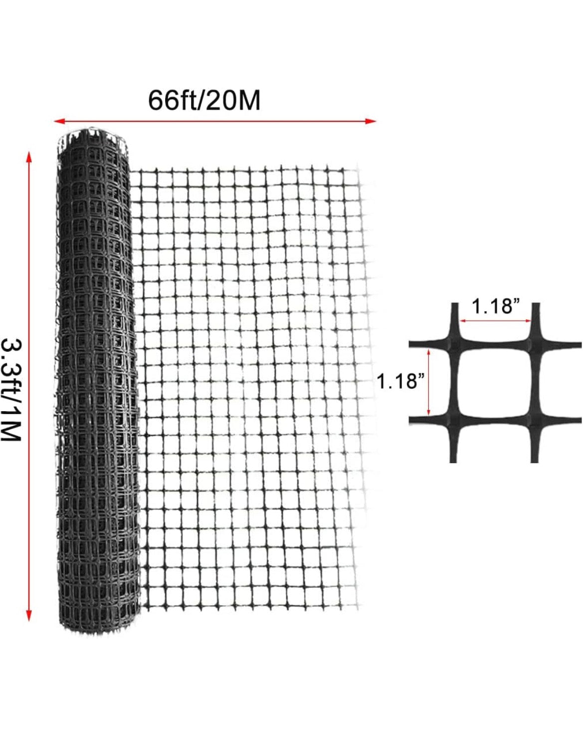 Garden Fence Animal Barrier 3ft x 66ft Heavy Duty Plastic Mesh Black │ 🟢 Z3 Grade: Brand New (Sealed)