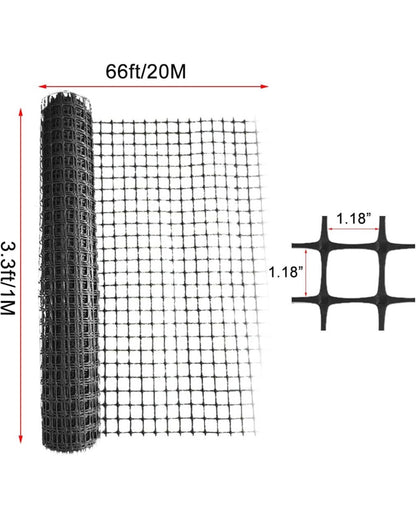 Garden Fence Animal Barrier 3ft x 66ft Heavy Duty Plastic Mesh Black │ 🟢 Z3 Grade: Brand New (Sealed)