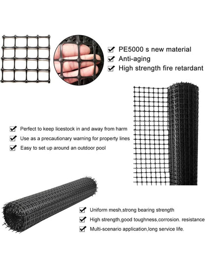 Garden Fence Animal Barrier 3ft x 66ft Heavy Duty Plastic Mesh Black │ 🟢 Z3 Grade: Brand New (Sealed)