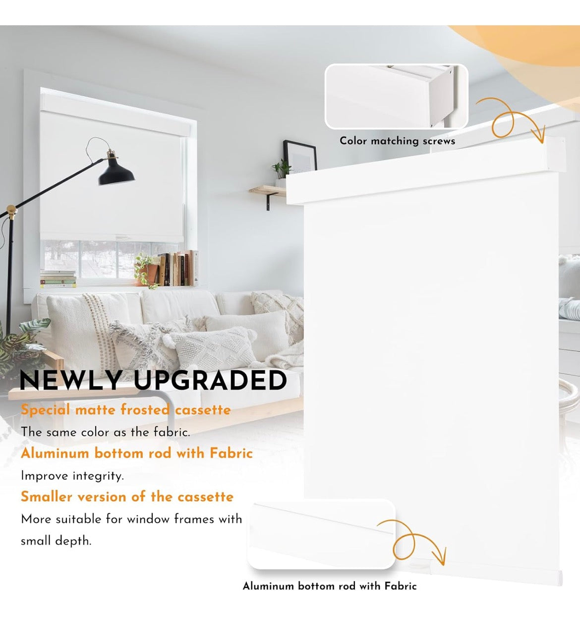 Persilux Cordless Blackout Roller Shade 35x72 White │ 🟢 Z3 Grade: Brand New (Sealed)