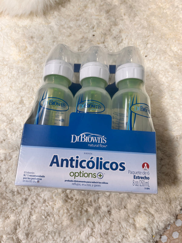 Dr Browns Anti-Colic Options+ Baby Bottles 6-Pack 8oz Narrow │ 🟢 Z3 Grade: Brand New (Sealed)