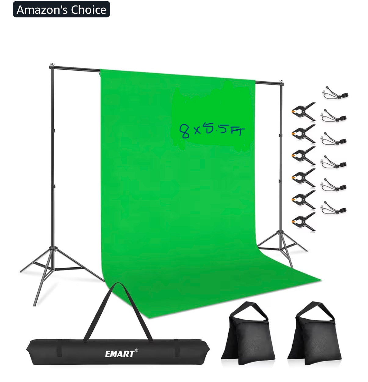 Green Screen Backdrop with Stand Kit – 8ft × 5.5ft │ 🟡 Z3 Grade: Open Box – Unused