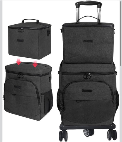 2-Piece Rolling Cooler Bag Set with Detachable Cart - Insulated │ 🟡 Z3 Grade: Open Box – Unused