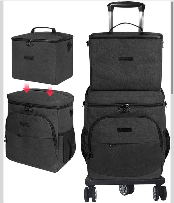 2-Piece Rolling Cooler Bag Set with Detachable Cart - Insulated │ 🟡 Z3 Grade: Open Box – Unused