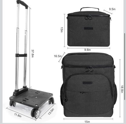 2-Piece Rolling Cooler Bag Set with Detachable Cart - Insulated │ 🟡 Z3 Grade: Open Box – Unused