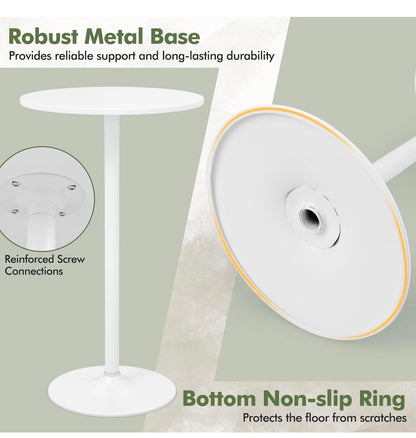 Costway White Tulip Pedestal Bar Table - Height Adjustable-2 │ 🟡 Z3 Grade: Open Box – Unused