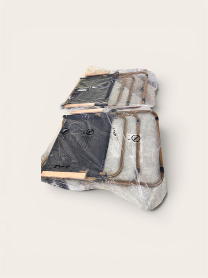 Outsunny Set of 2 Folding Camping Chairs (Wood Armrest) - Black │ 🟡 Z3 Grade: Open Box – Unused