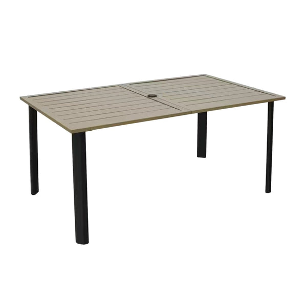 Anmutig Metal Outdoor Dining Table with Umbrella Hole, Seats 6, Yellow Top (PFTHE43), Z3-01085, illustration, not our exact unit