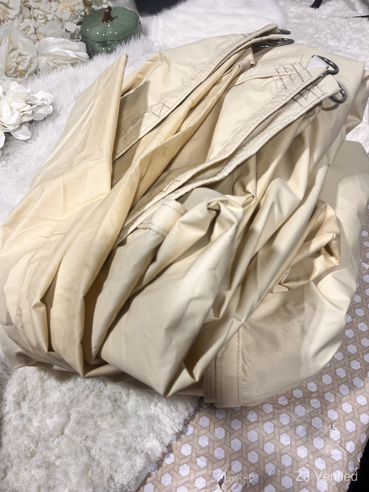Square Sun Shade Sail 14 ft, Beige | Used, Z3-01087, view 4