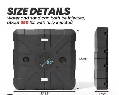 Cantilever Umbrella Base, Square Water/Sand Fillable, Black (Model UB024-2024), Z3-01102, illustration, not our exact unit