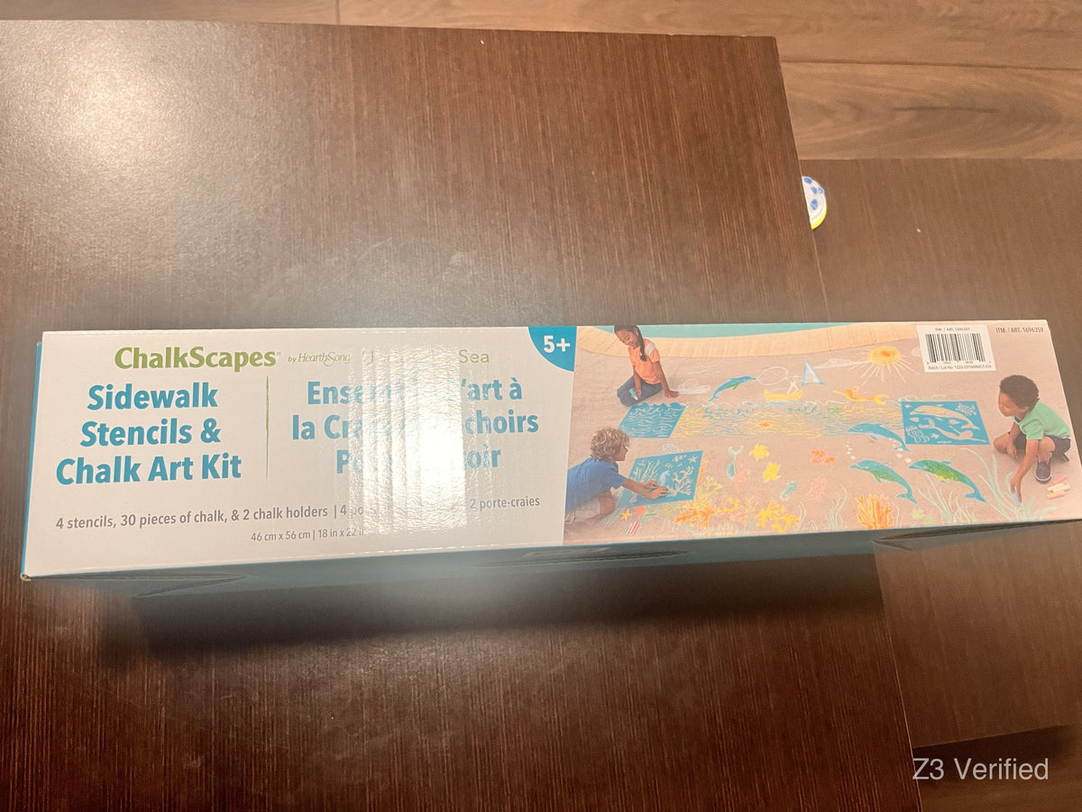 HearthSong ChalkScapes Under-the-Sea Sidewalk Stencils & Chalk Art Kit, 36 Pieces, Z3-01118, view 2