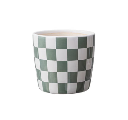 Mainstays 6 in. Green Check Ceramic Planters, Set of 4, Z3-01130, illustration, not our exact unit