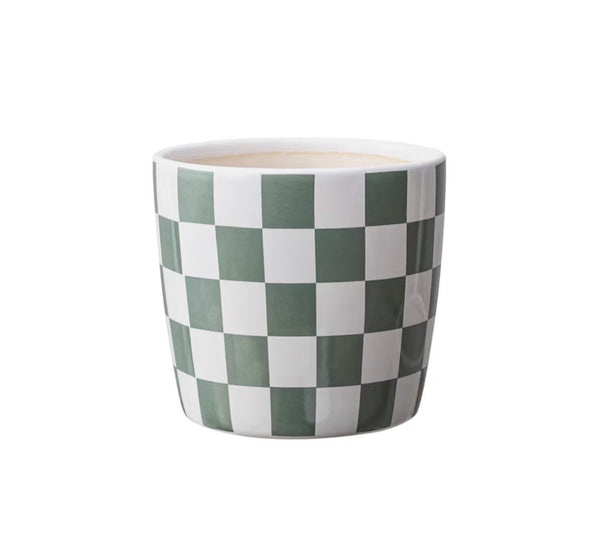 Mainstays 6 in. Green Check Ceramic Planters, Set of 4, Z3-01130, illustration, not our exact unit