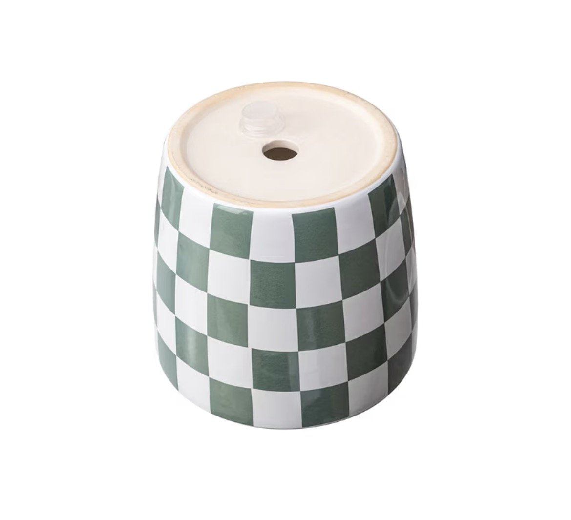 Mainstays 6 in. Green Check Ceramic Planters, Set of 4, Z3-01130, illustration, not our exact unit